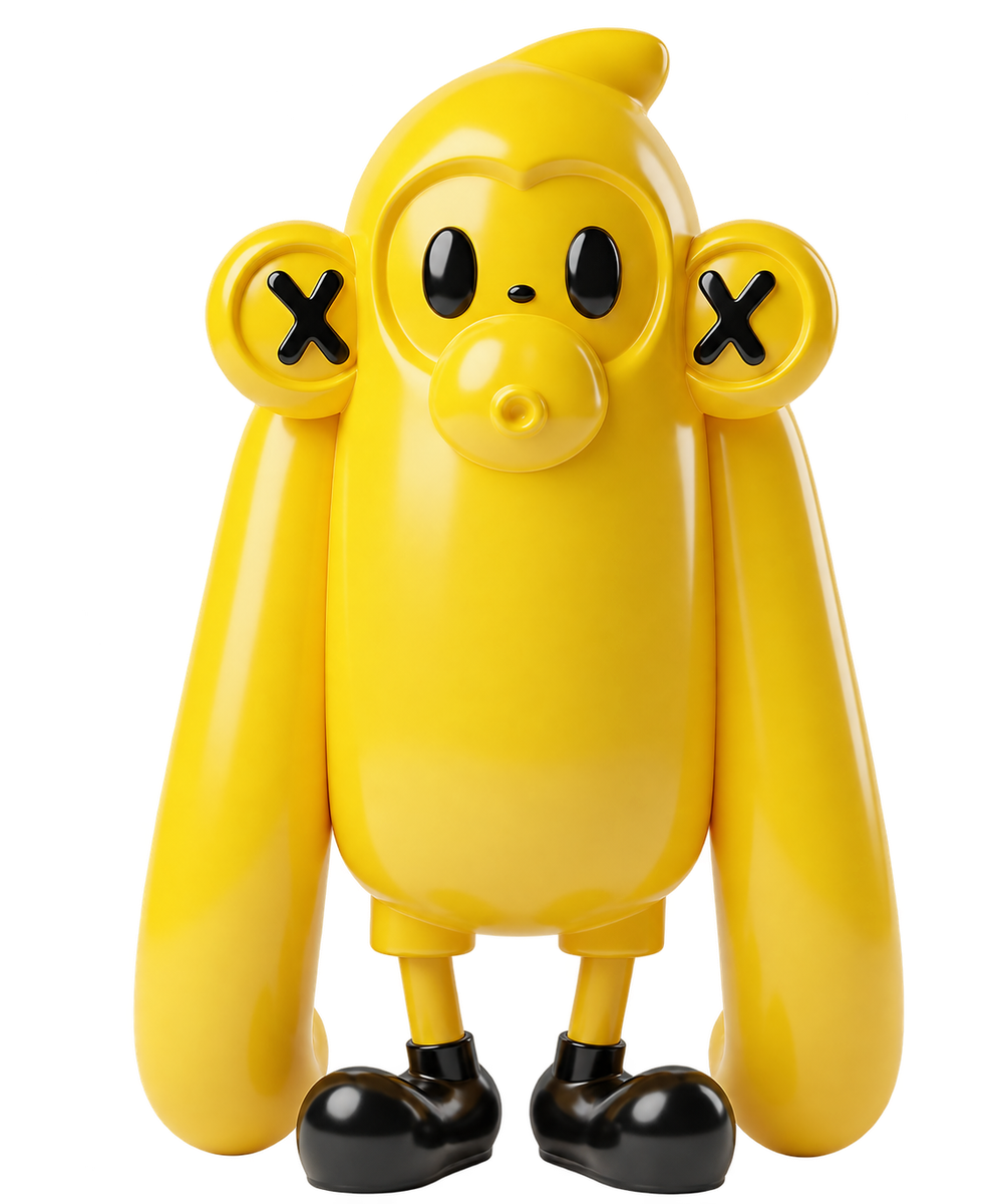 Front-facing Chumpy, with long arms and little black shoes