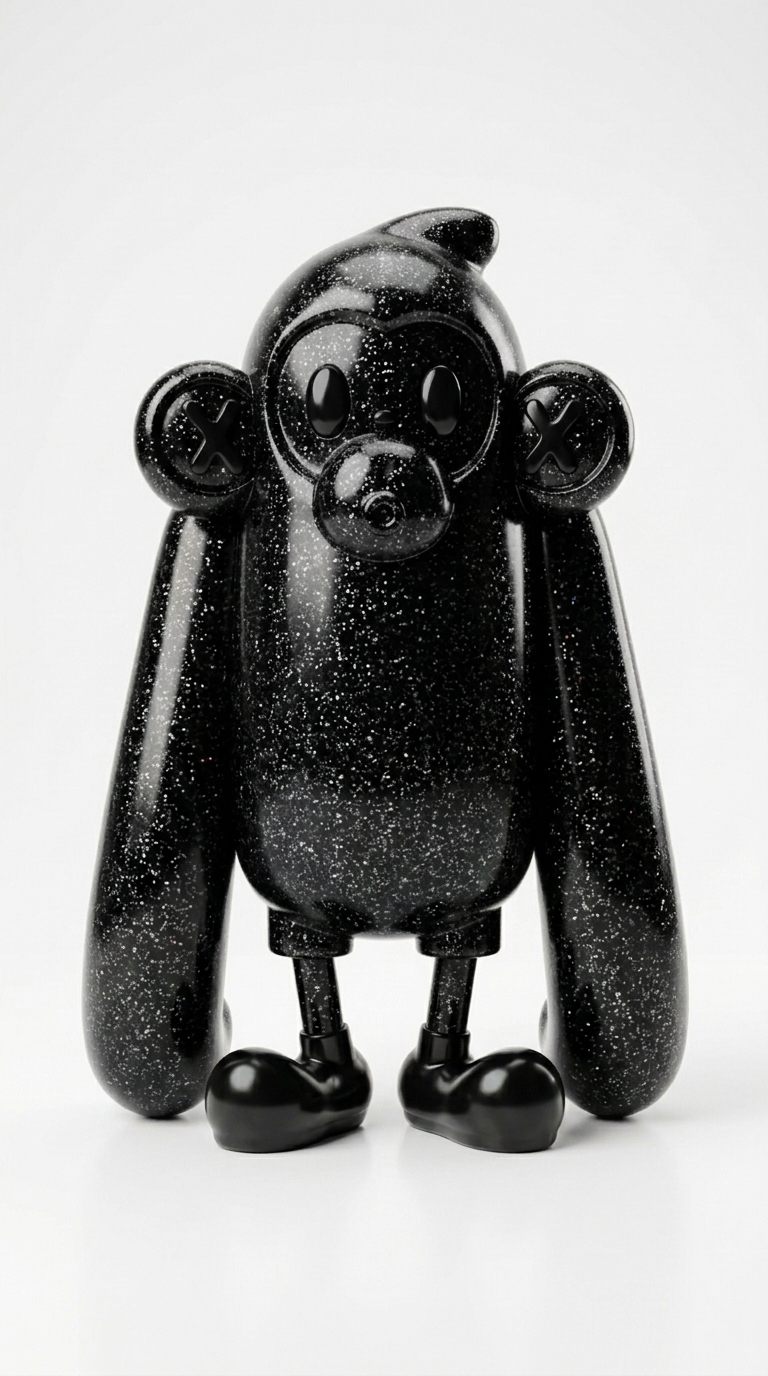 Black and pearl Chumpy, Flow color and texture study, front view