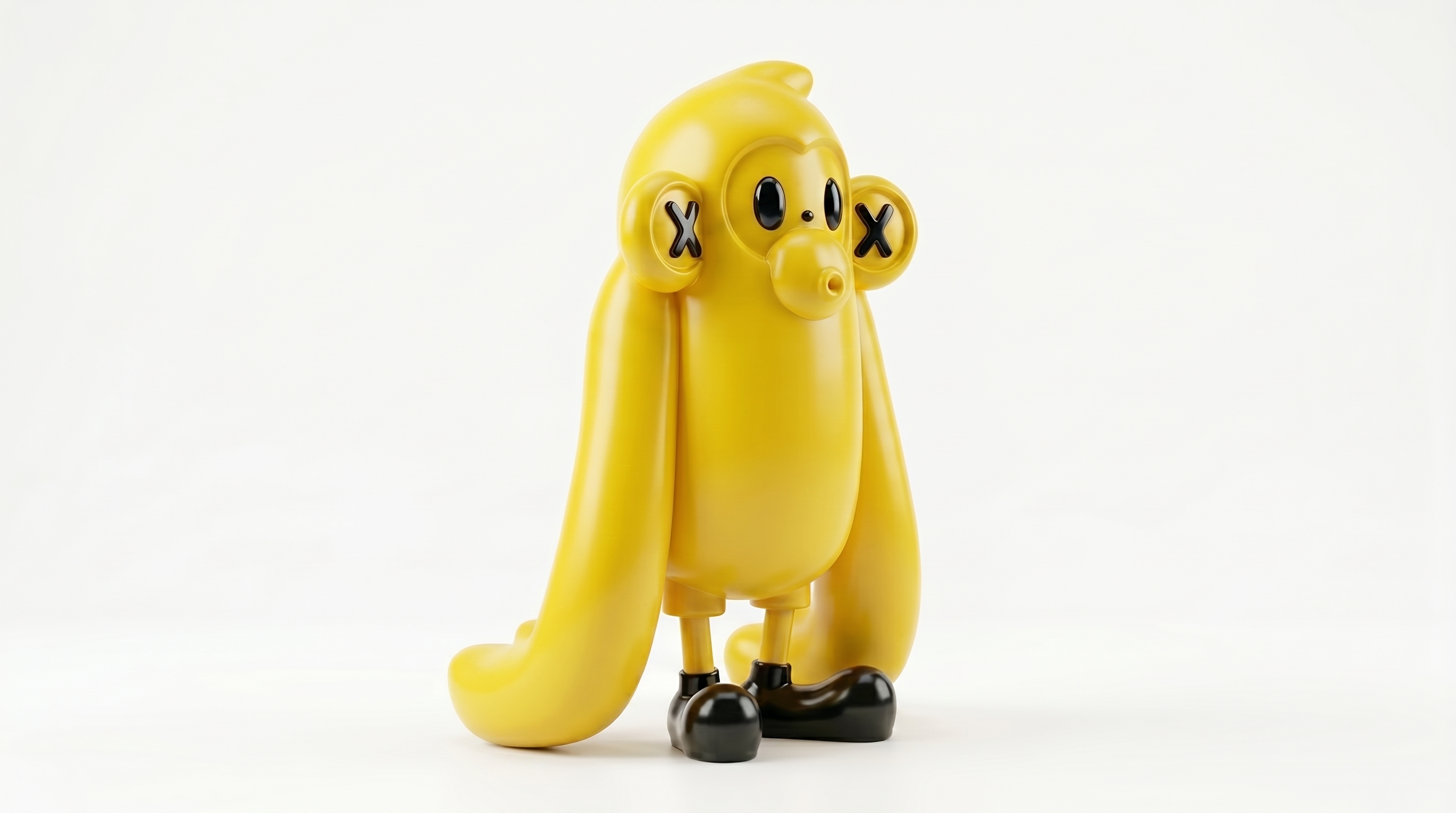 Yellow Original Chumpy sculpture, three-quarter view